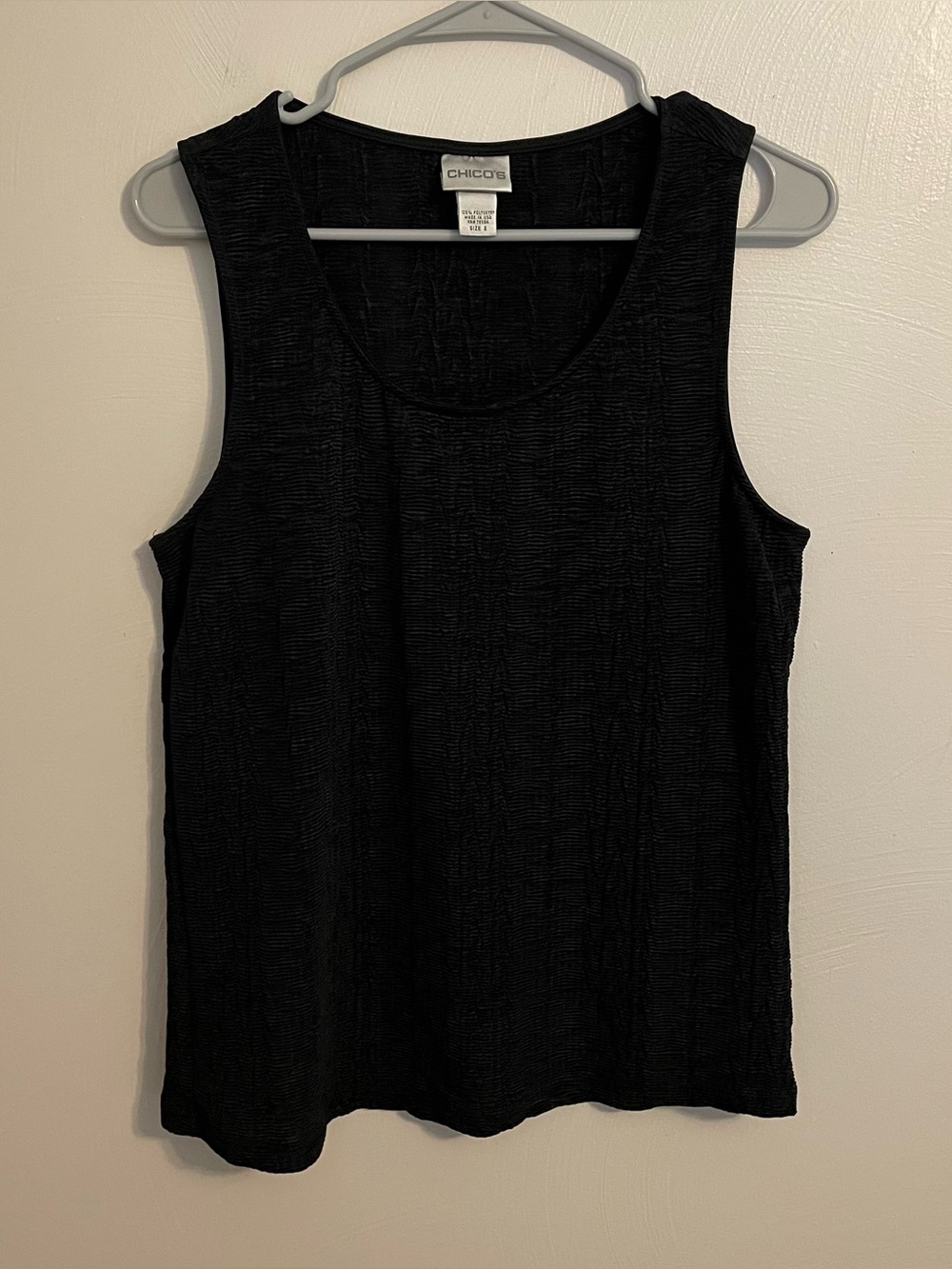 Chicos Black Textured Tank Top Size 2/ large